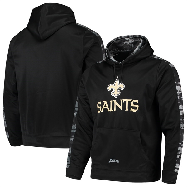 Men's New Orleans Saints Zubaz Black Tonal Oxide Pullover Hoodie